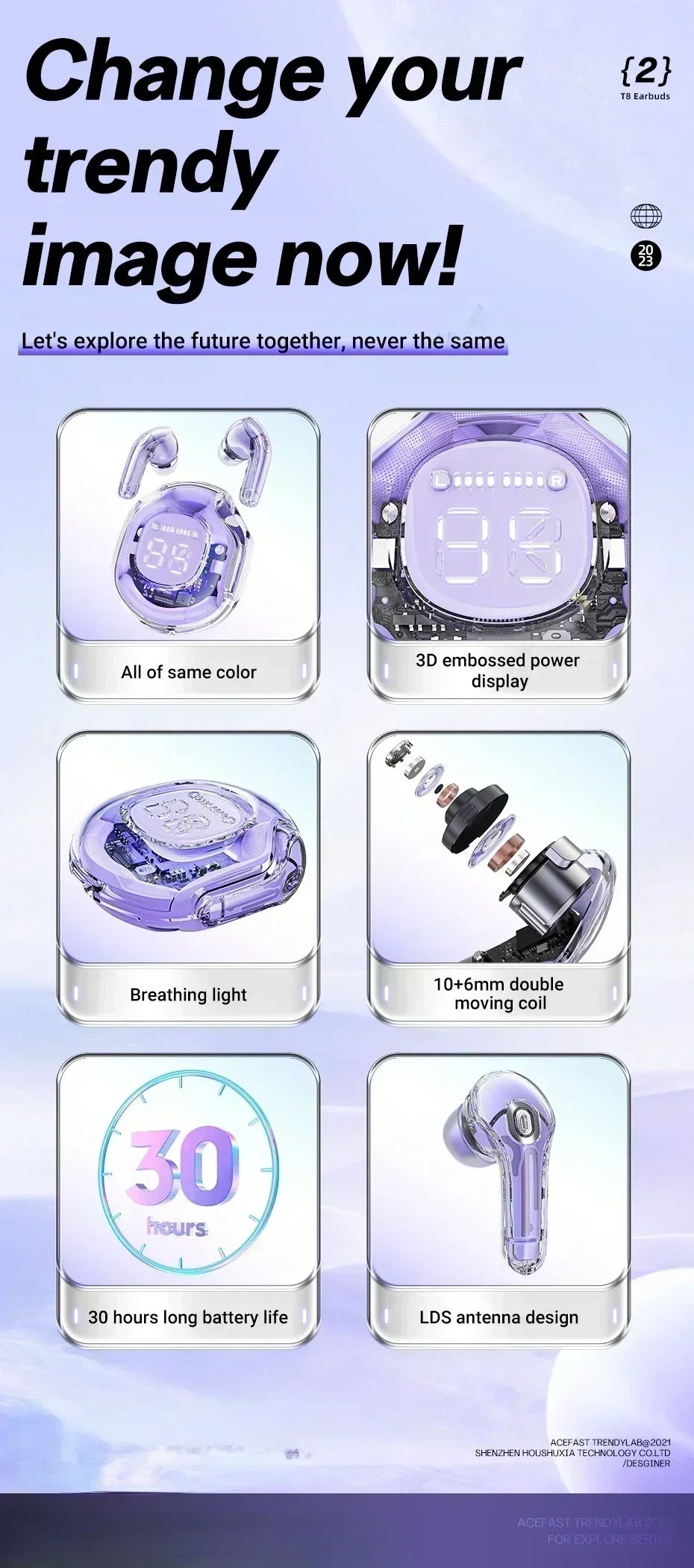 Crystal Series Wireless Earphone Bluetooth