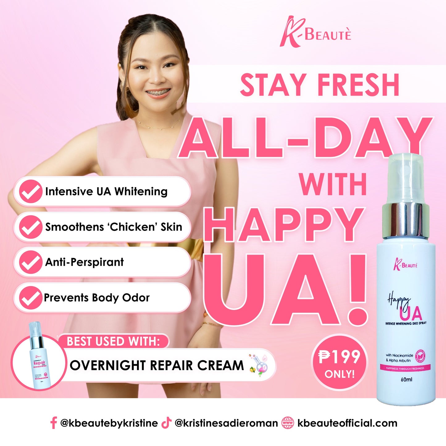 K-BEAUTÉ HAPPY UNDERARM INTENSIVE WHITENING DEO SPRAY