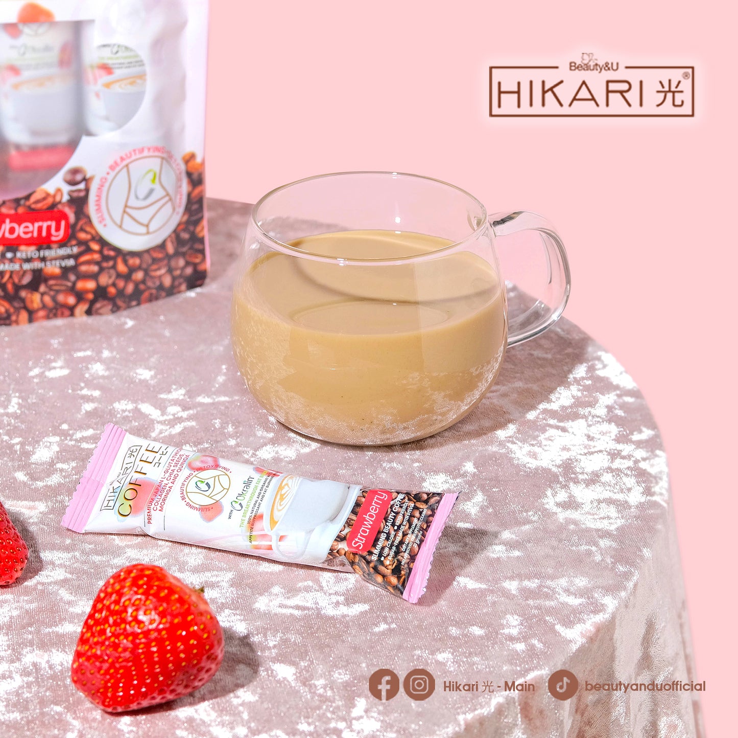 HIKARI DRINKS TATLONG KULAY COFFEE ICED TEA STRAWBERRY MOCHA MIXED BERRIES SLIMMING OKRALIN BERRY