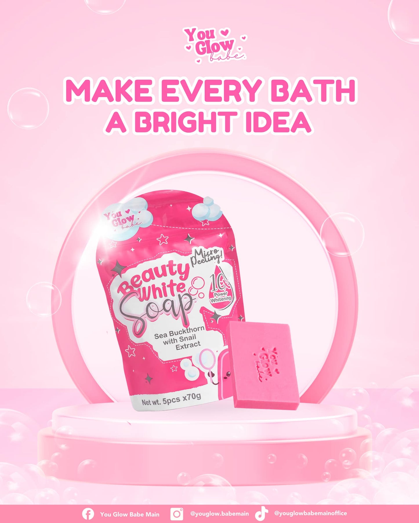 YOU GLOW BABE - BEAUTY WHITE SOAP | 10X POWER WHITENING | 5PCS PER PACK