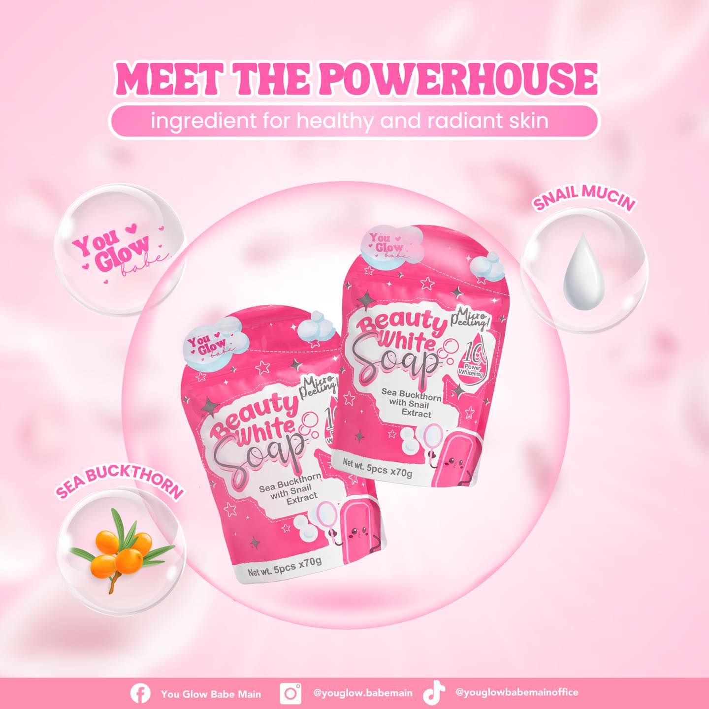 YOU GLOW BABE - BEAUTY WHITE SOAP | 10X POWER WHITENING | 5PCS PER PACK
