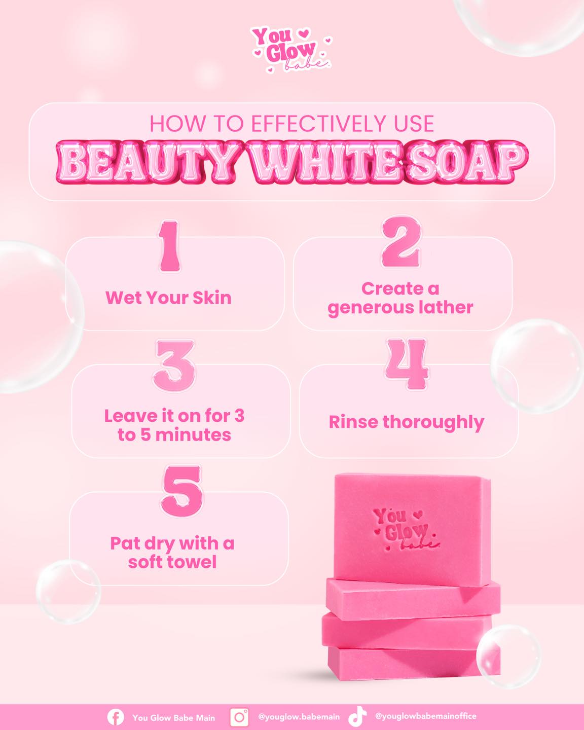 YOU GLOW BABE - BEAUTY WHITE SOAP | 10X POWER WHITENING | 5PCS PER PACK