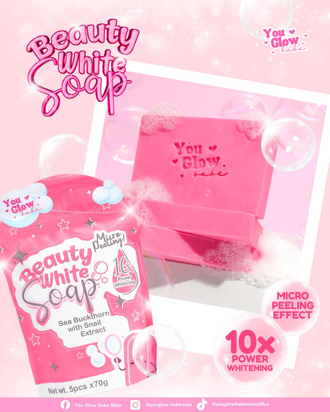 YOU GLOW BABE - BEAUTY WHITE SOAP | 10X POWER WHITENING | 5PCS PER PACK