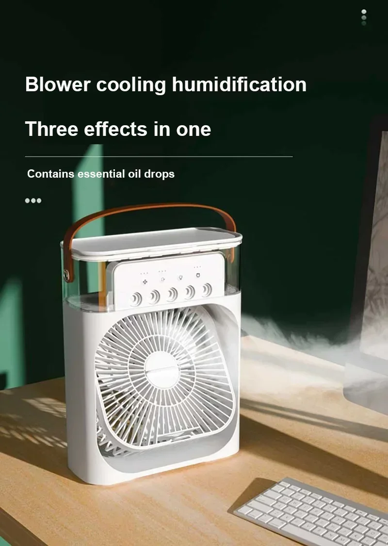 Mini Portable Fan Air Cooling fan Humidifier Purifier Mist Cooler with 7 Colors LED Light