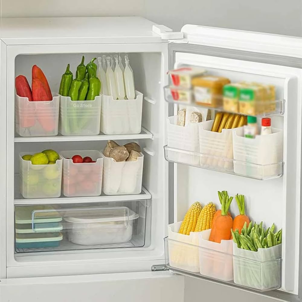 Portable Single Compartment Refrigerator Storage Box Cute Multi-Functional Design with Side Door Access for Lunch Containers