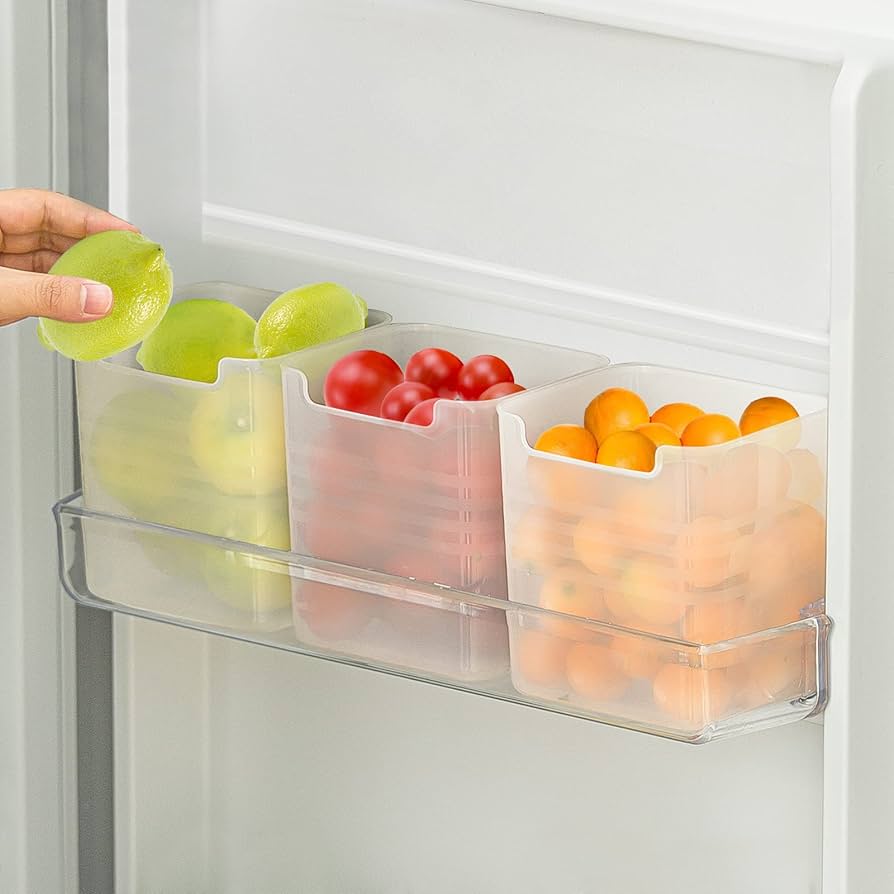 Portable Single Compartment Refrigerator Storage Box Cute Multi-Functional Design with Side Door Access for Lunch Containers