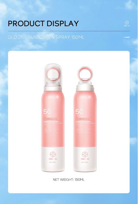 GLO21 SPF50+PA+++ Waterproof UV Protection High Power Sunscreen Spray