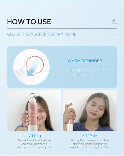 GLO21 SPF50+PA+++ Waterproof UV Protection High Power Sunscreen Spray