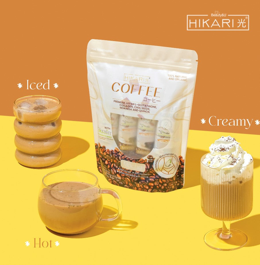 HIKARI DRINKS TATLONG KULAY COFFEE ICED TEA STRAWBERRY MOCHA MIXED BERRIES SLIMMING OKRALIN BERRY