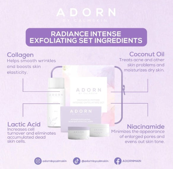 ADORN REJUVENATING SET RADIANCE POTION INTENSE EXFOLIATING