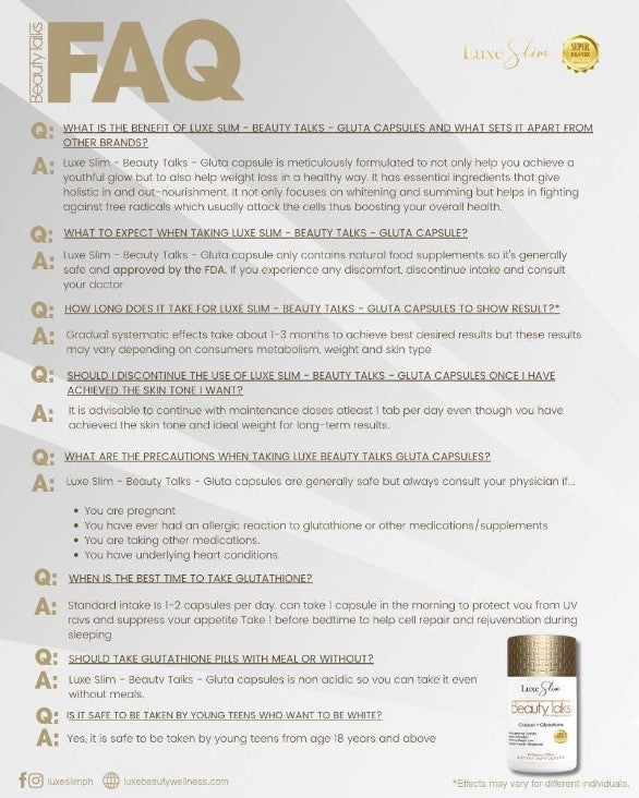 LUXE SLIM BEAUTY TALKS GLUTATHIONE CAPSULES