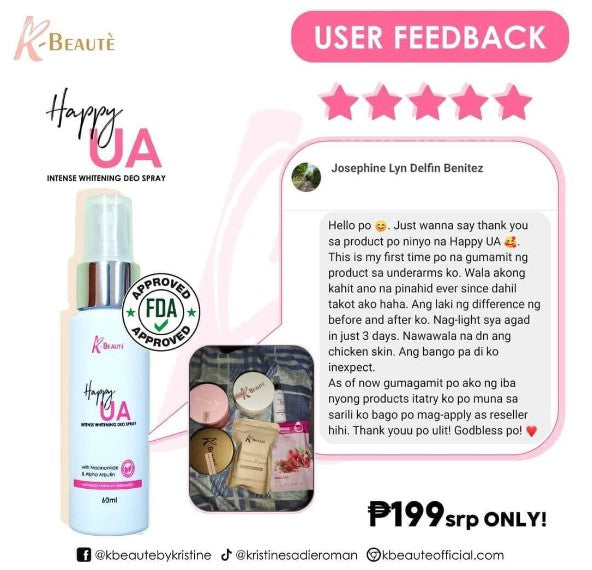 K-BEAUTÉ HAPPY UNDERARM INTENSIVE WHITENING DEO SPRAY