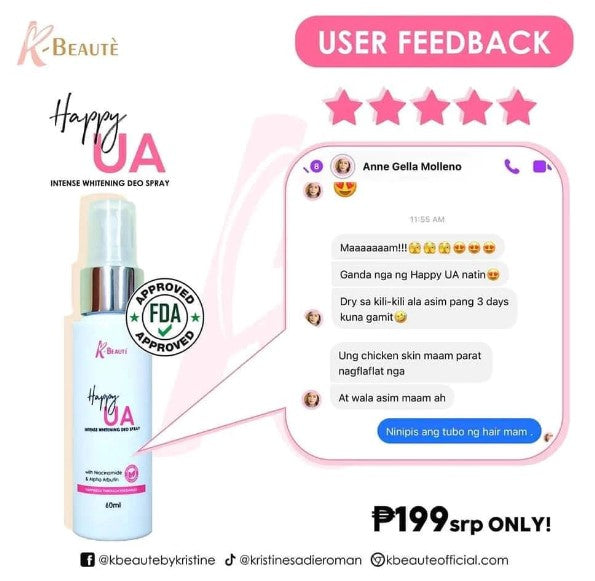 K-BEAUTÉ HAPPY UNDERARM INTENSIVE WHITENING DEO SPRAY