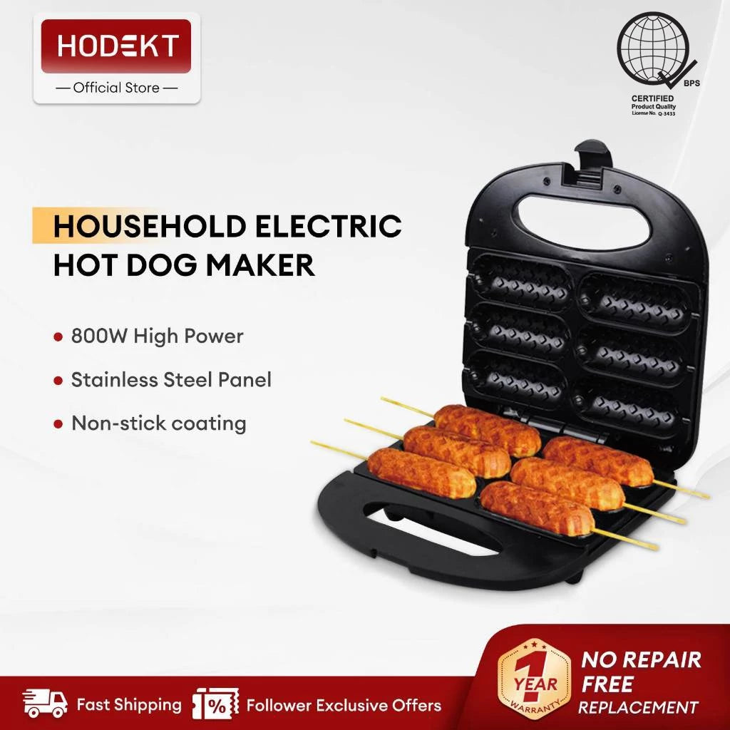 HODEKT Electric Hot Dog Maker Doughnut Sandwich Waffle Machine Breakfast Maker Double Sided Heating