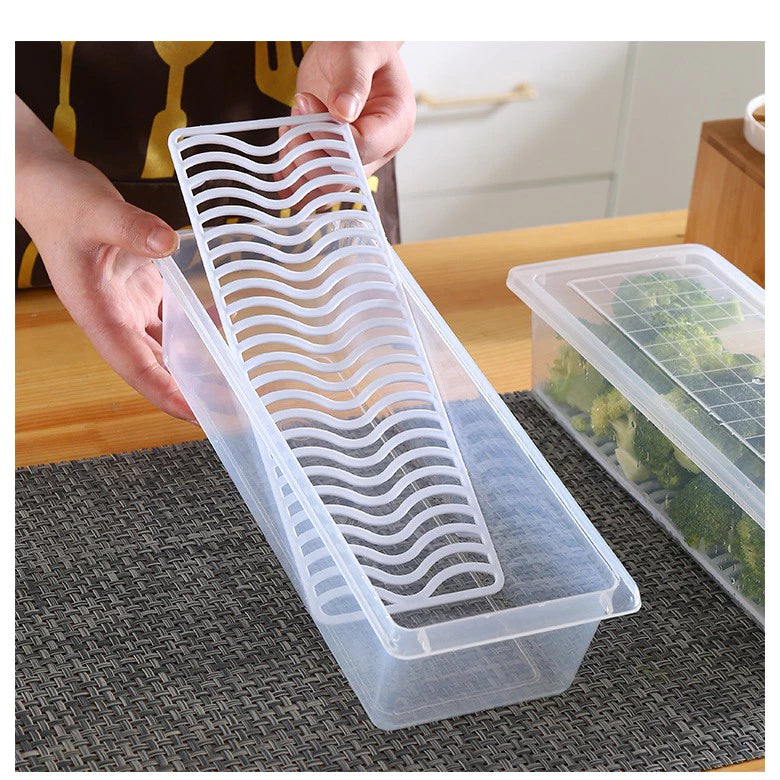 Hot Selling Kitchen Storage Box with Drain Pad Box For Refrigerator Seafood Food Fish Vegetable Fruit Drain Preservation