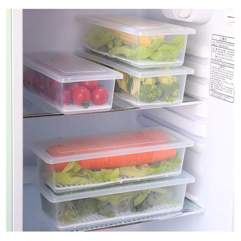 Hot Selling Kitchen Storage Box with Drain Pad Box For Refrigerator Seafood Food Fish Vegetable Fruit Drain Preservation