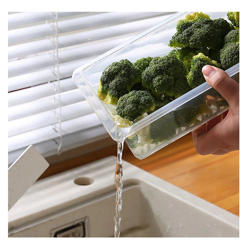 Hot Selling Kitchen Storage Box with Drain Pad Box For Refrigerator Seafood Food Fish Vegetable Fruit Drain Preservation