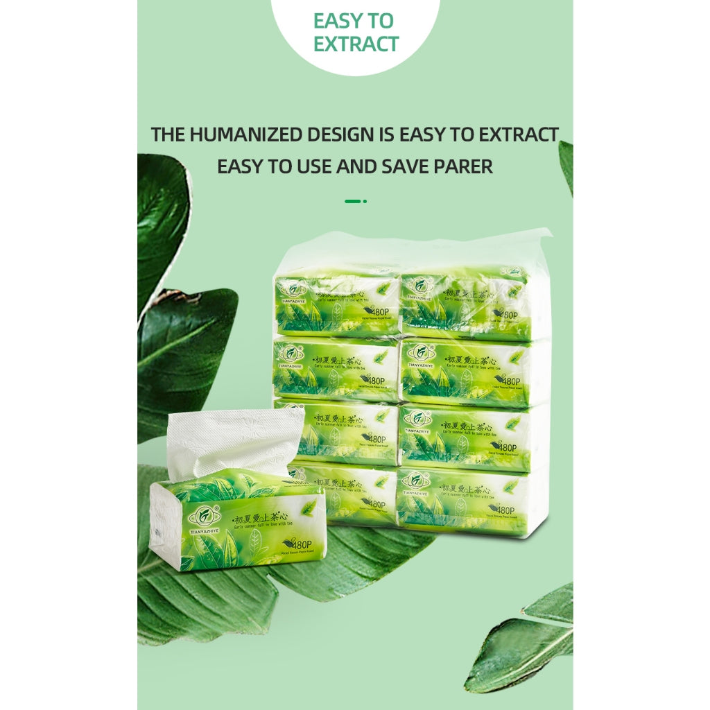 480 Sheets TC Organic Green Tea Facial Tissue Paper Towel