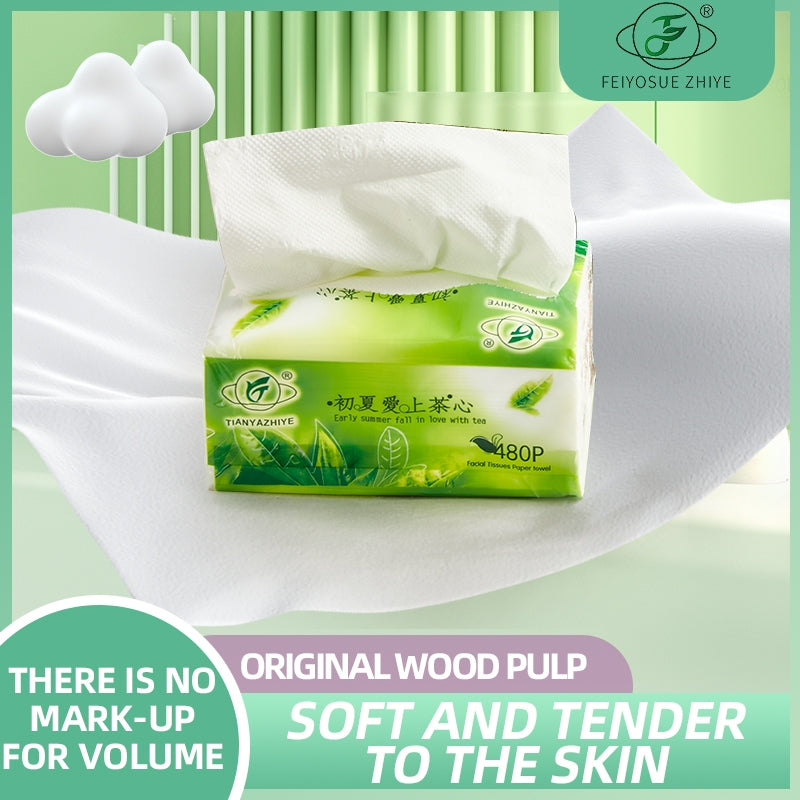 480 Sheets TC Organic Green Tea Facial Tissue Paper Towel