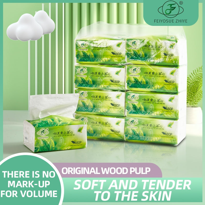 480 Sheets TC Organic Green Tea Facial Tissue Paper Towel