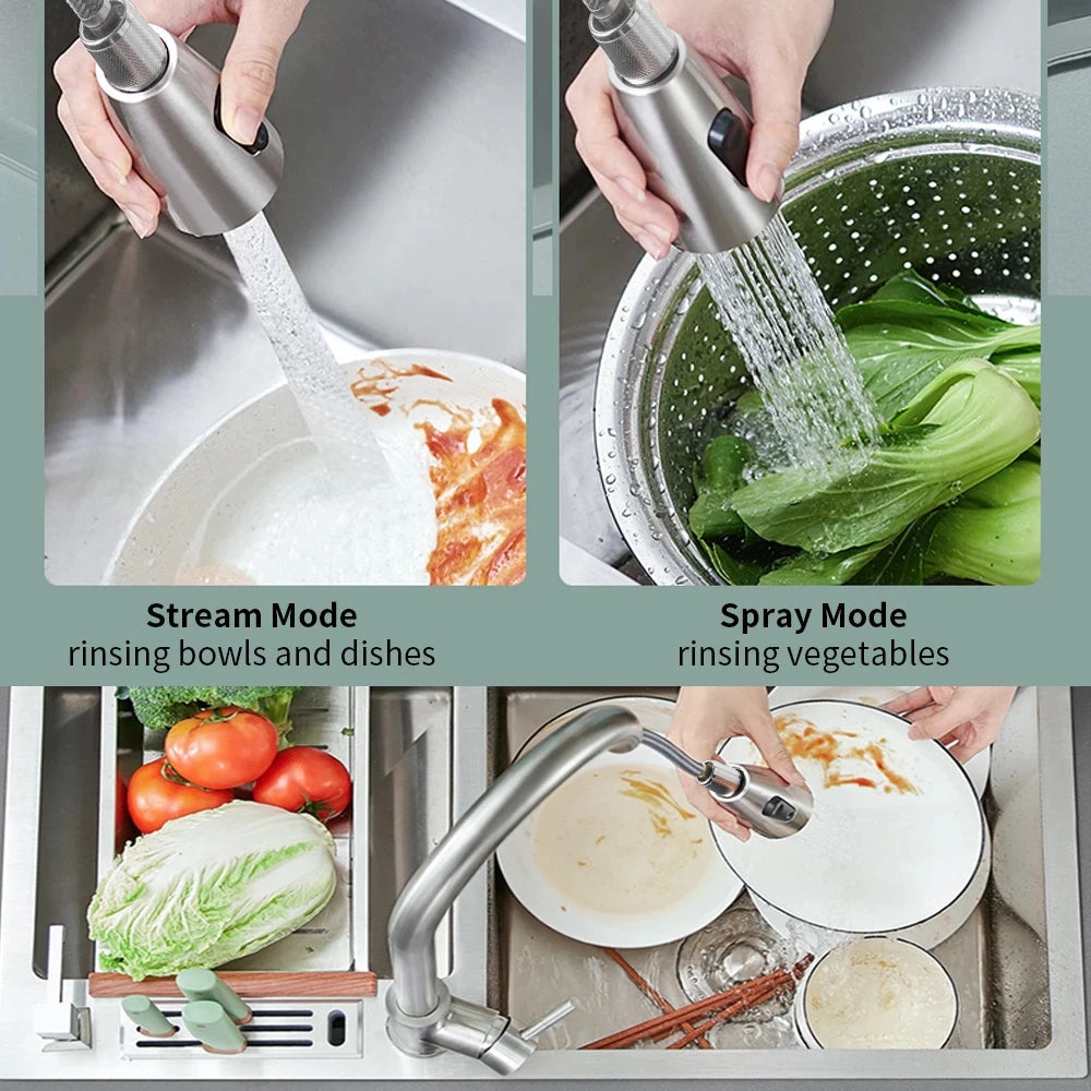 Modern Steel Single Handle 360 Degree Rotating Kitchen Sink Tap Desk Mounted Kitchen Faucets With Pull Down Sprayer