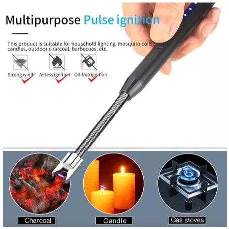 USB Electric Rechargeable Kitchen Lighter Windproof LED Plasma Arc Flameless Candle