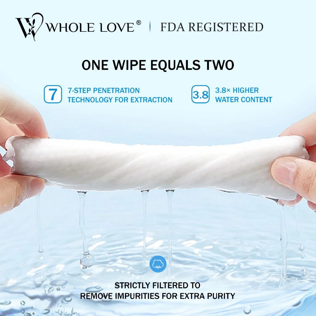 【WHOLE LOVE】TRAVEL SIZE MINI PACK Wet Wipe 8 mini Packs in 1 BAG Gentle & Effective, Organic Cotton