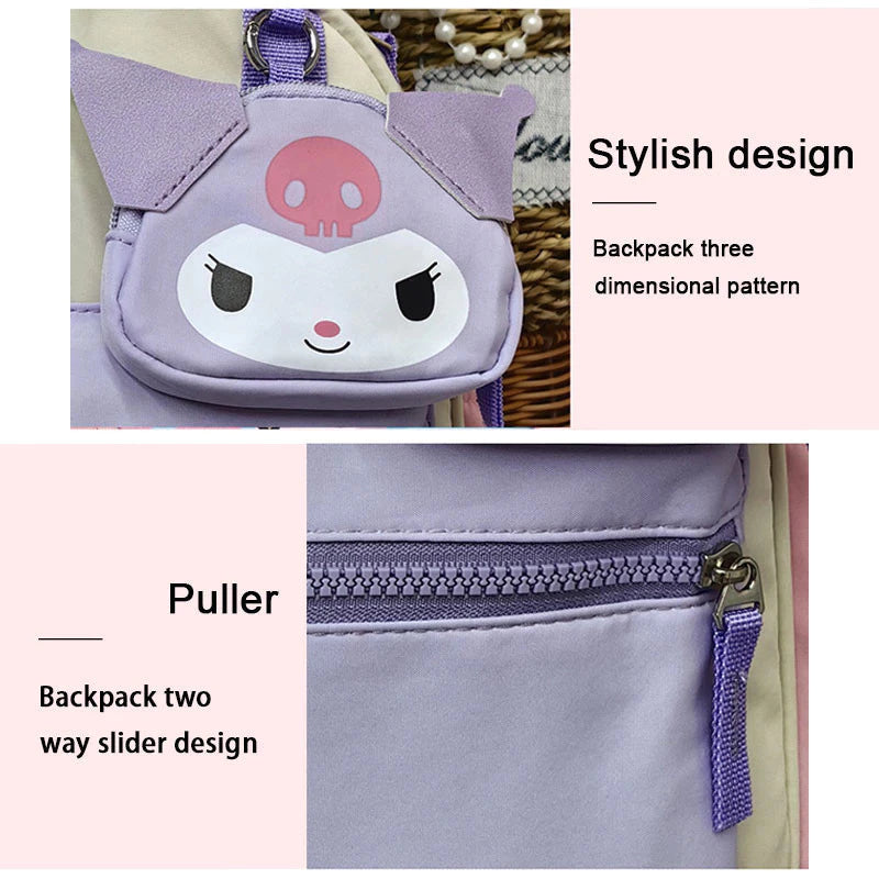 New style Kuromi Melody Kindergarten Girls Schoolbag Cinnamoroll Sanrio Cartoon Cute Schoolbag