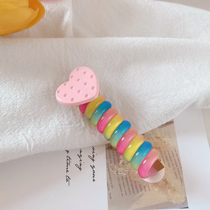 Best Seller! Korean Kids Flowers Rainbow Telephone Wire Hair Tie