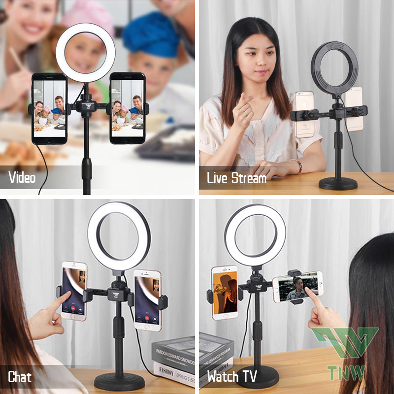 Ring light Dual Mobile Phone Live Stand For Vlogging with 3 Different Color