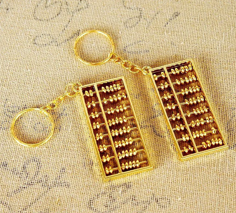 FENGSHUI LUCKY CHARM GOLD ABACUS KEYCHAIN GOOD FOR WEALTH AND BUSINESS