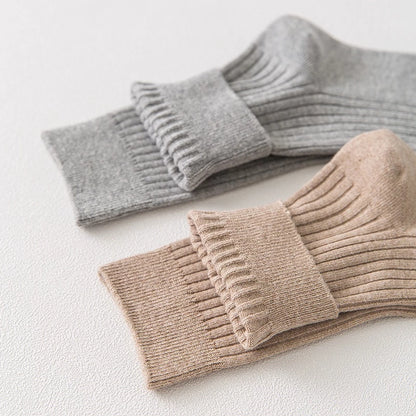 Men Twin-needle 100% Cotton Socks Male Plain Casual Socks Ready Stock Business Semi-High Socks