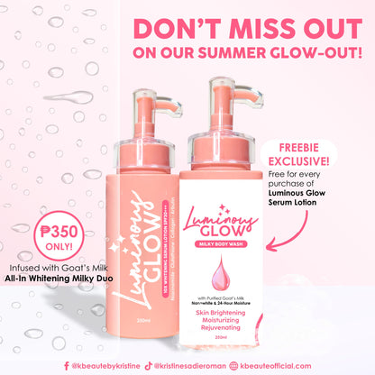 KBEAUTE LUMINOUS GLOW WHITENING SERUM LOTION SPF 30 GLUTA COLLAGEN