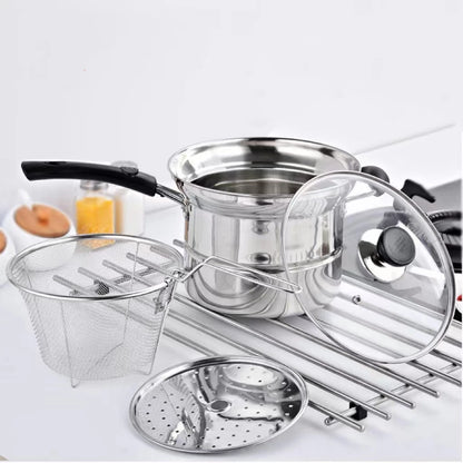 Multifunction Pot 3 in 1 Stainless Steam and Deep Frying Cooking Pot with Boil Basket