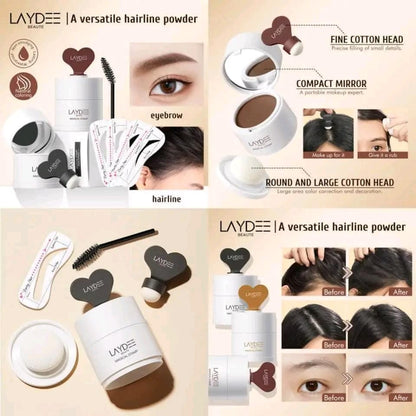 LAYDEE A Versatile Hairline powder - 1 SPIRAL EYEBROW BRUSH + 10 PAIRS OF EYEBROWS