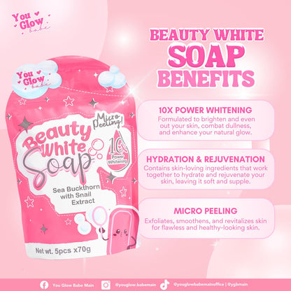 YOU GLOW BABE - BEAUTY WHITE SOAP | 10X POWER WHITENING | 5PCS PER PACK