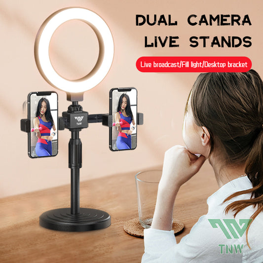 Ring light Dual Mobile Phone Live Stand For Vlogging with 3 Different Color