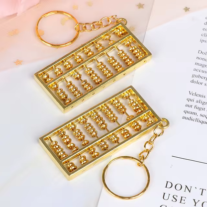 FENGSHUI LUCKY CHARM GOLD ABACUS KEYCHAIN GOOD FOR WEALTH AND BUSINESS
