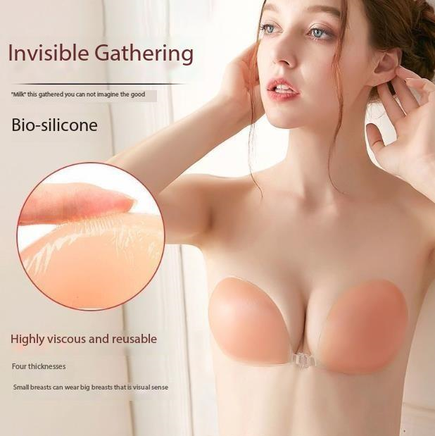 Adhesive Reusable Strapless Bra Invisible Silicone Stick on Push up Bras for Women