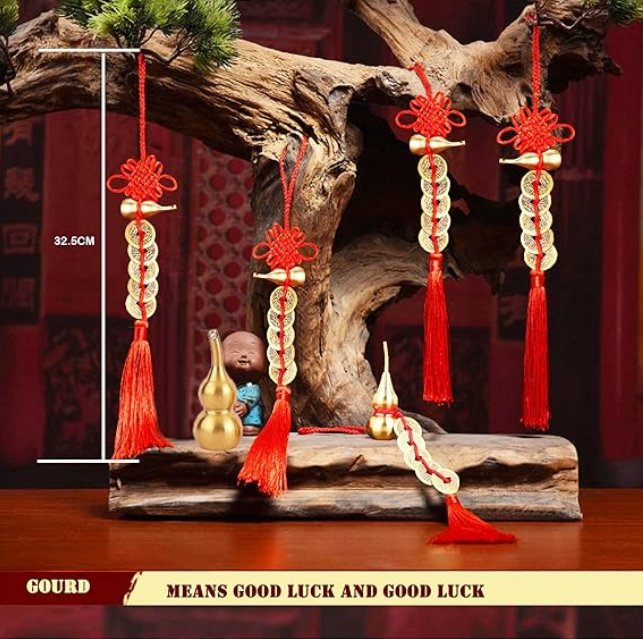 Feng Shui Good Luck Charms (Metal Gourd with 5 Coins)