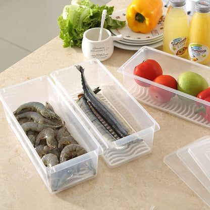 Hot Selling Kitchen Storage Box with Drain Pad Box For Refrigerator Seafood Food Fish Vegetable Fruit Drain Preservation