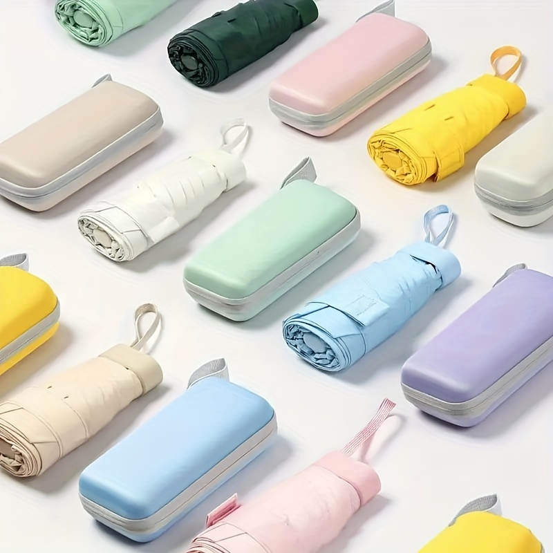 Pocket Mini 5 Folds Umbrella with Case UV Protection Capsule Umbrella