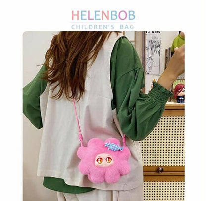 HELENBOB plush toy bag, sweet single shoulder crossbody mini bag, coin purse, birthday gift with adjustable shoulder strap