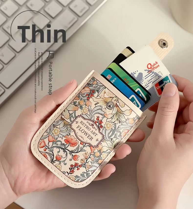 Ultra-Thin Compact Pull-Out ID Card Holder with Multi-Card Slots Large-Capacity Creative Business Card Storage
