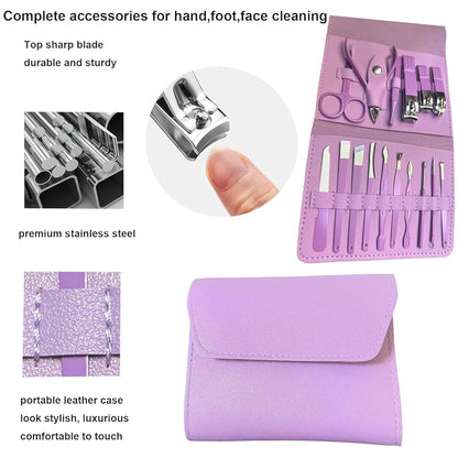 Manicure Set Nail Clipper Kit - 16 Pieces Stainless Steel Manicure Kit