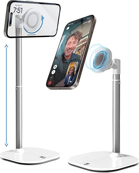 Adjustable Magnetic iPhone Stand for Desk & Phone Holder for Video Recording, Compatible with MagSafe
