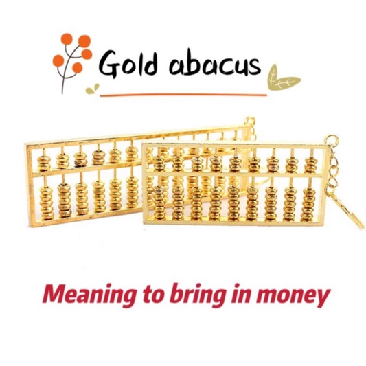 FENGSHUI LUCKY CHARM GOLD ABACUS KEYCHAIN GOOD FOR WEALTH AND BUSINESS