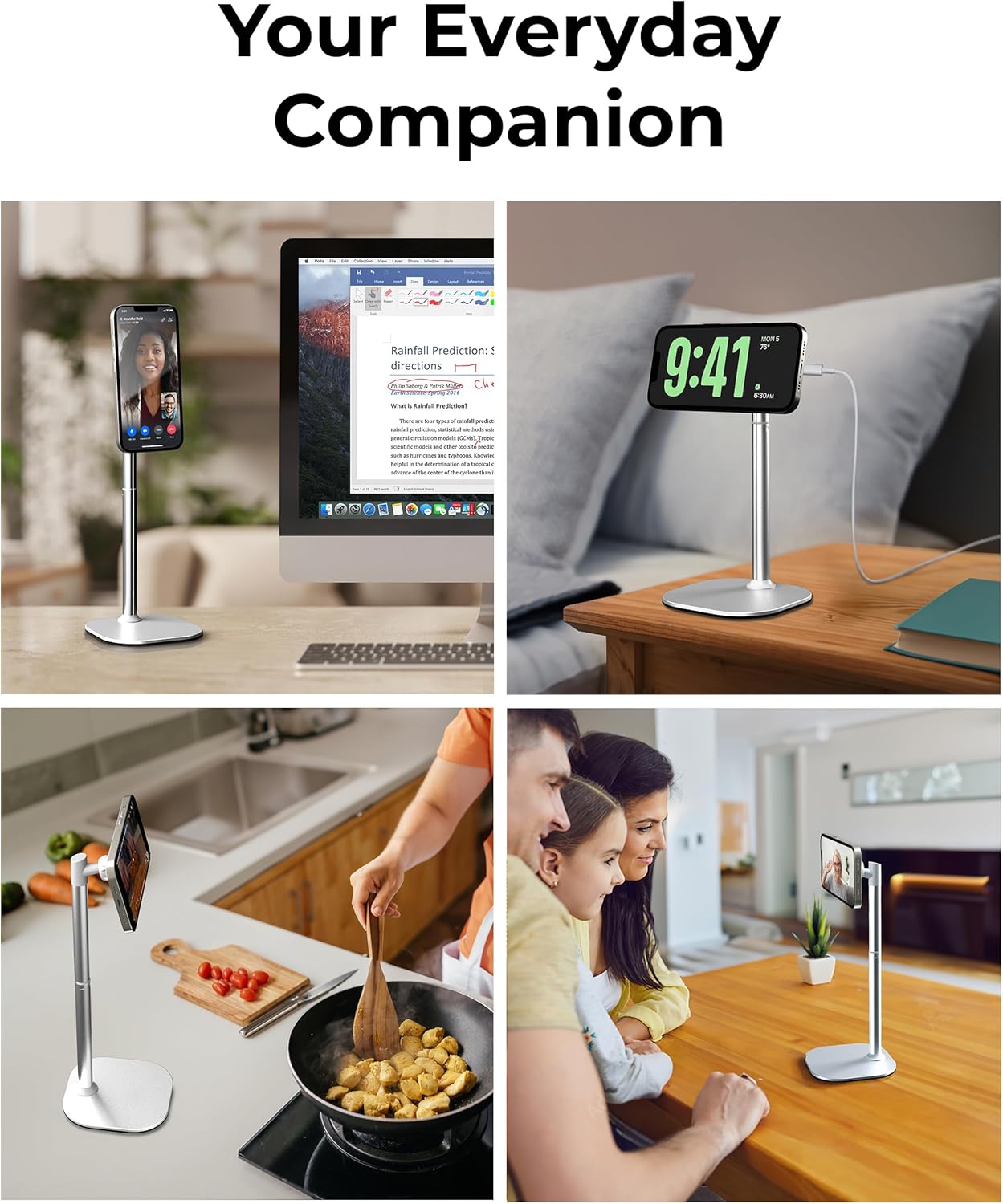 Adjustable Magnetic iPhone Stand for Desk & Phone Holder for Video Recording, Compatible with MagSafe
