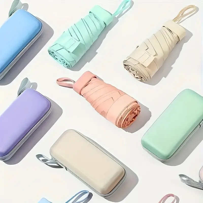 Pocket Mini 5 Folds Umbrella with Case UV Protection Capsule Umbrella