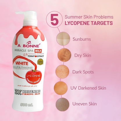 A Bonné Miracle Spa Milk Uv Whitening Lotion Tomato Extract White Glutathione | 500ML